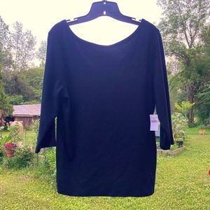 GAP “The Modern Tee” - 3/4 sleeve, Black, new with tags. Swoop neck and back.